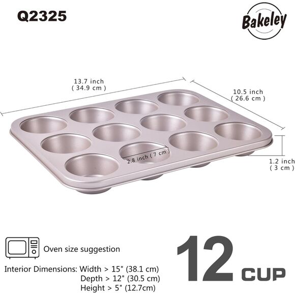 Bakeley 12 Muffin Cake Pan Non Stick Champagne Gold (4433) - Picture 2 of 7